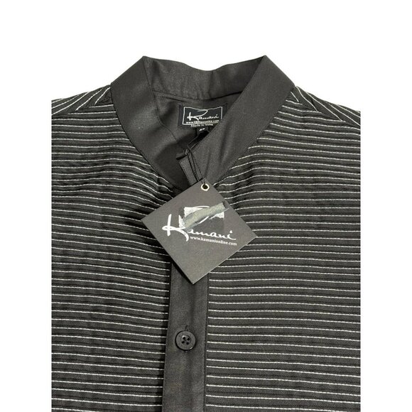 Kamani Mens or Youth Black Islamic Thobe Robe White Thread Embellishment Size 48 - Picture 3 of 13